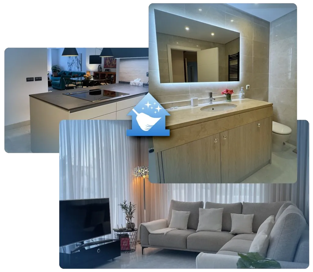 A selection of cleaned kitchens, bathrooms and living areas